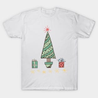 Retro Christmas Gift Tree T-Shirt